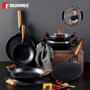 Bergner Odin Lightweight Iron Dosa Tawa with Wooden Handle, Induction Bottom image 2