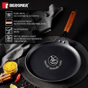 Bergner Odin Lightweight Iron Dosa Tawa with Wooden Handle, Induction Bottom image 4