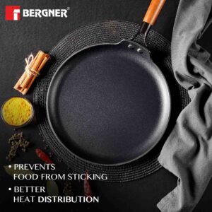 Bergner Odin Lightweight Iron Dosa Tawa with Wooden Handle, Induction Bottom image 7