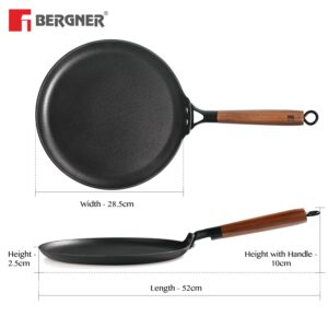 Bergner Odin Lightweight Iron Dosa Tawa with Wooden Handle, Induction Bottom image 3