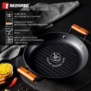 Bergner Odin 28cm Lightweight Iron Grill Plate with Wooden Handle, Induction Bottom image 4