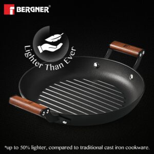 Bergner Odin 28cm Lightweight Iron Grill Plate with Wooden Handle, Induction Bottom image 6