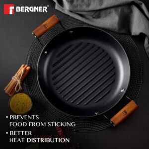 Bergner Odin 28cm Lightweight Iron Grill Plate with Wooden Handle, Induction Bottom image 7