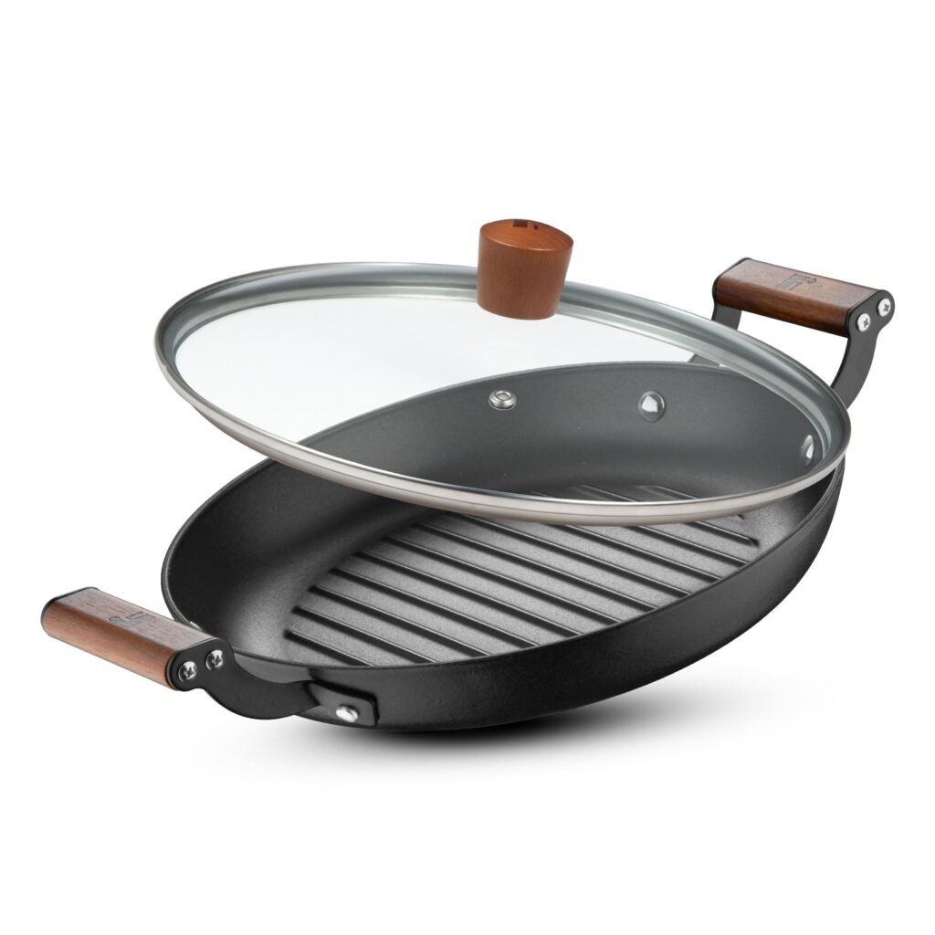 Bergner Odin Lightweight Iron 28cm Grill Pan, Enamel Finish, Induction Bottom — Bihari Bartan Bhandar