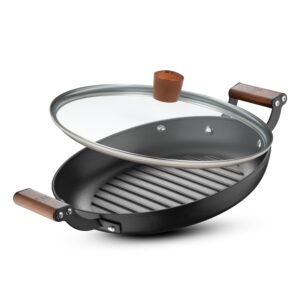 Bergner Odin Lightweight Iron 28cm Grill Pan, Enamel Finish, Induction Bottom