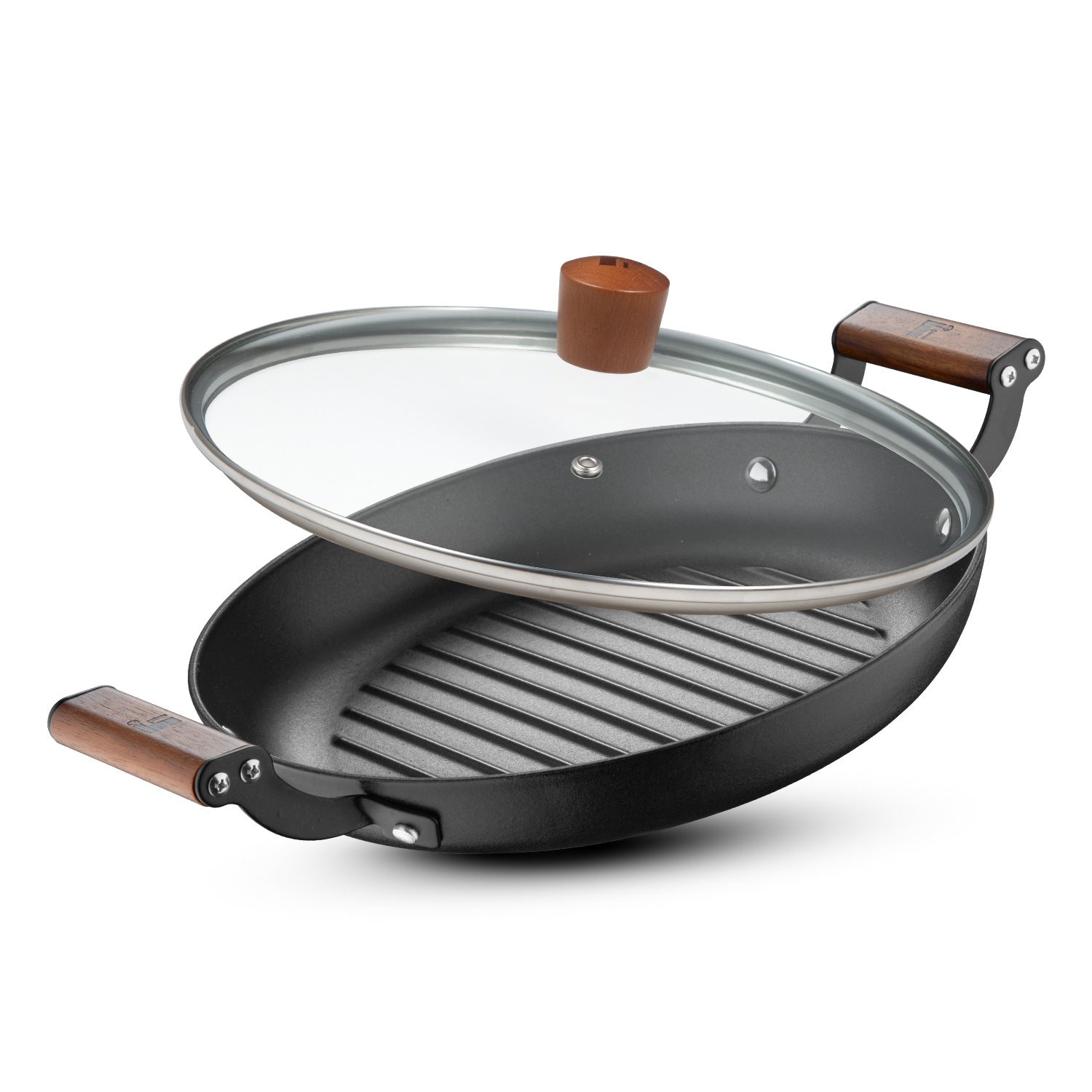Bergner Odin Lightweight Iron 28cm Grill Pan, Enamel Finish, Induction Bottom