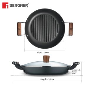 Bergner Odin Lightweight Iron 28cm Grill Pan, Enamel Finish, Induction Bottom image 3