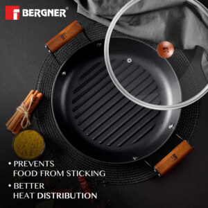 Bergner Odin Lightweight Iron 28cm Grill Pan, Enamel Finish, Induction Bottom image 4
