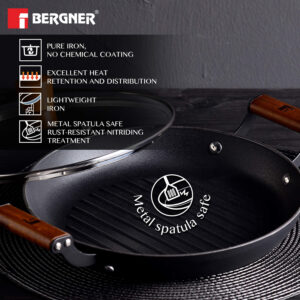 Bergner Odin Lightweight Iron 28cm Grill Pan, Enamel Finish, Induction Bottom image 8