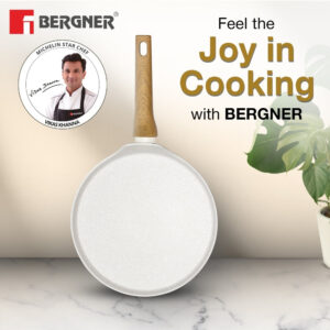 Bergner Naturally Forged Aluminum 28cm Pancake Pan / Dosa Tawa, Induction Bottom image 2