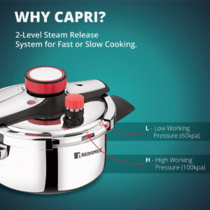 Bergner Capri Tri-Ply Pressure Cooker with Safety Lock image 4