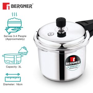 Bergner Sorrento 3L Outer-Lid Pressure Cooker, Induction image 3