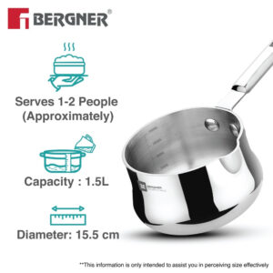 Bergner BE Essentials Tri-Ply Stainless Steel 14cm (1.5L) Coffee Warmer image 4