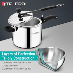 Bergner TriPro Tri-Ply 5L Inner-Lid Pressure Cooker, Induction image 5