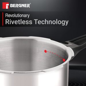 Bergner TriPro Tri-Ply 2L Outer-Lid Pressure Cooker, Induction image 7