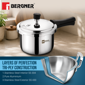 Bergner BE Essentials Tri-Ply Pressure Cooker, 3-Piece Set image 2