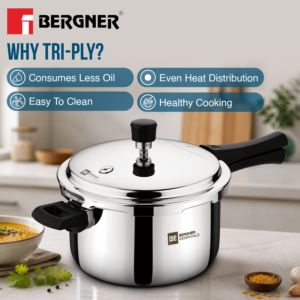 Bergner BE Essentials Tri-Ply Pressure Cooker, 3-Piece Set image 3