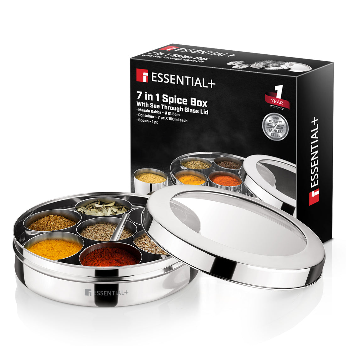 Bergner Essential Plus Stainless Steel 7 in 1 Masala Dabba