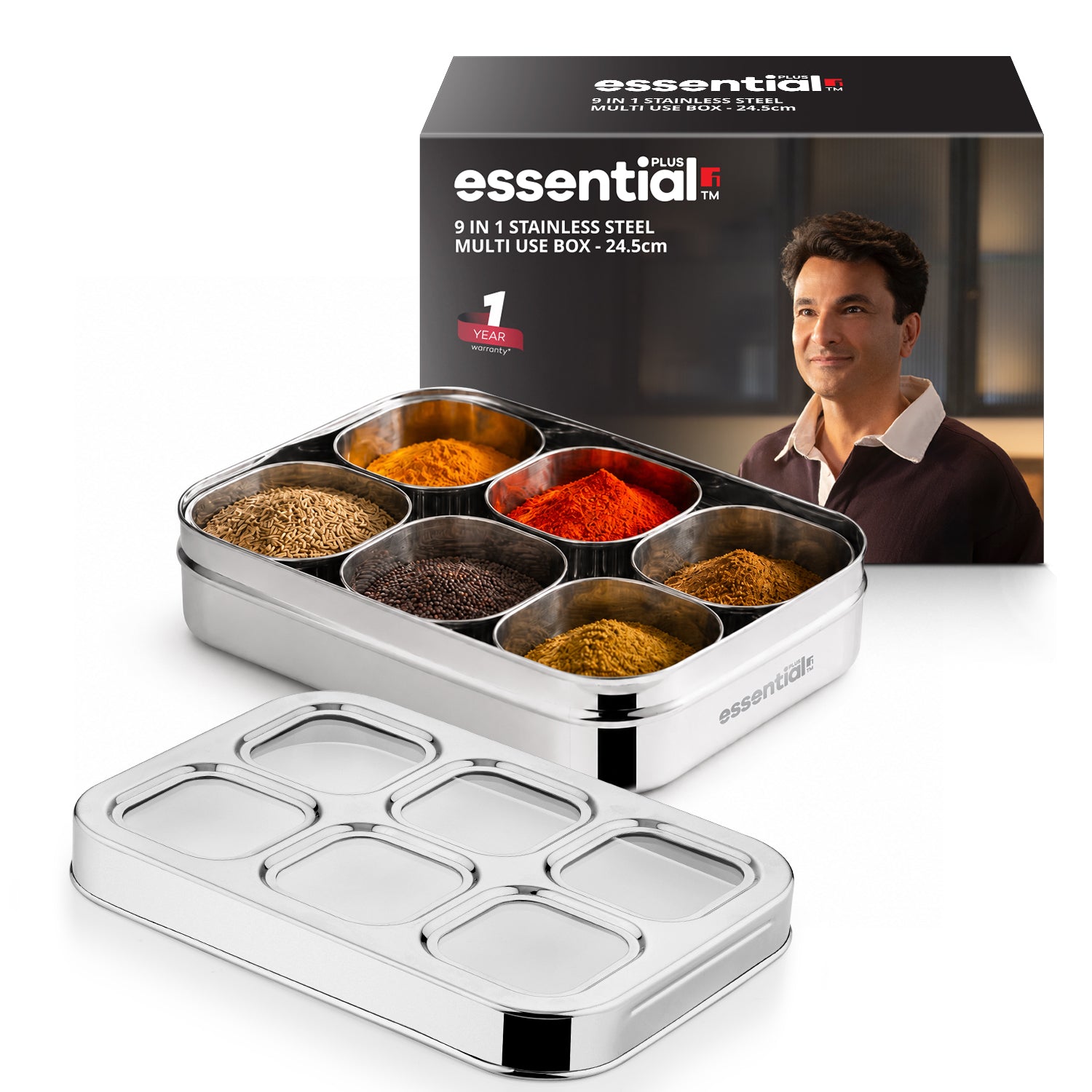 Bergner Essential Plus Stainless Steel 6 in 1, 24.5cm (150ml) with Clear Lid