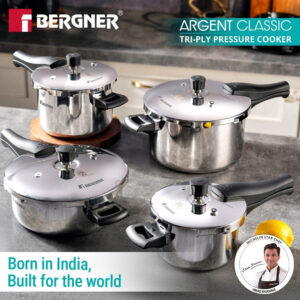 Bergner Argent Classic Tri-Ply 1.5L Outer-Lid Pressure Cooker image 2