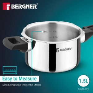 Bergner Argent Classic Tri-Ply 1.5L Outer-Lid Pressure Cooker image 5