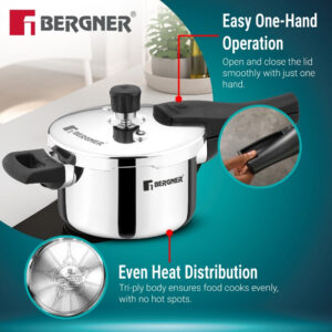 Bergner Argent Classic Tri-Ply 1.5L Outer-Lid Pressure Cooker image 6
