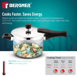 Bergner Argent Classic Tri-Ply 1.5L Outer-Lid Pressure Cooker image 8