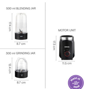 Borosil Nutrifresh NB06 Smoothie Maker & Grinder | Stainless Steel Blades, Compact Personal Blender image 3