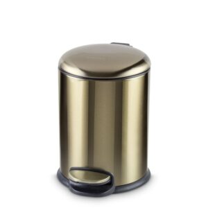 Bass Pedal Dustbin, 3–12 Litres | Step Waste Bin with Soft-Close Lid & Removable Inner Bucket | Kitchen, Bathroom & Bedroom - 3 Litres, Green Bronze