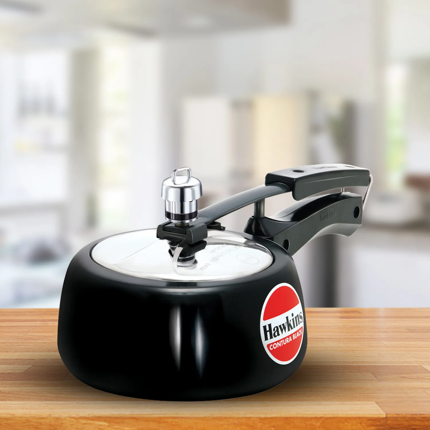 Hawkins Contura Black Pressure Cooker, 1.5 Litre (CB15) | Hard Anodised Body, Stainless Steel Lid, Heats Faster | 5-Year Guarantee