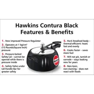 Hawkins Contura Black 5L Pressure Cooker CB50 image 3