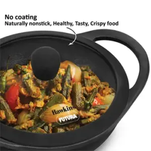 Cast Iron Kadhai 1.5 Litre with Glass Lid (CIK15G) image 2
