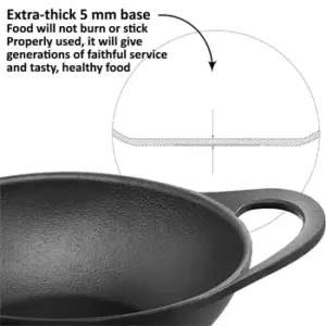 Cast Iron Kadhai 1.5 Litre with Glass Lid (CIK15G) image 6