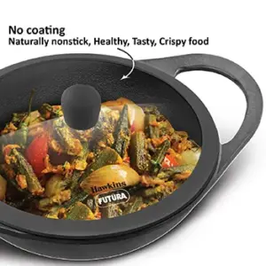 Hawkins Futura 2L Cast Iron Kadhai with Glass Lid image 2