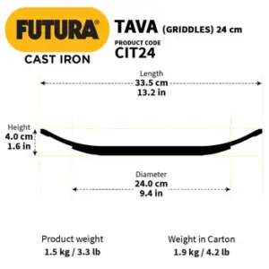 Hawkins Futura 24cm Cast Iron Tava – Natural Nonstick image 3