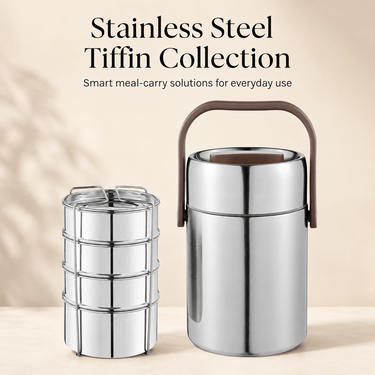 Kraft Perma-Therm Stainless Steel Insulated Tiffin | 3 & 4 Tier Options (1.6 L & 1.9 L)