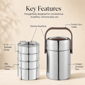 Kraft Perma-Therm Stainless Steel Insulated Tiffin | 3 & 4 Tier Options (1.6 L & 1.9 L) image 6