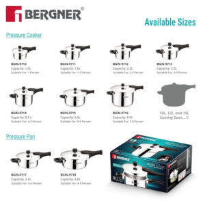Bergner Argent Classic Tri-Ply 1.5L Outer-Lid Pressure Cooker image 9