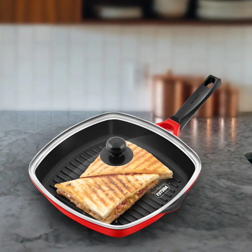 Die Cast Grill Pan 30 cm with Glass Lid (DCGP30G) — Bihari Di Hatti