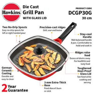 Die Cast Grill Pan 30 cm with Glass Lid (DCGP30G) image 2