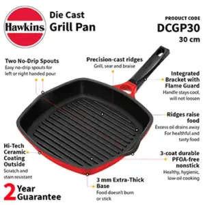 Hawkins 30cm Die-Cast Nonstick Grill Pan image 2