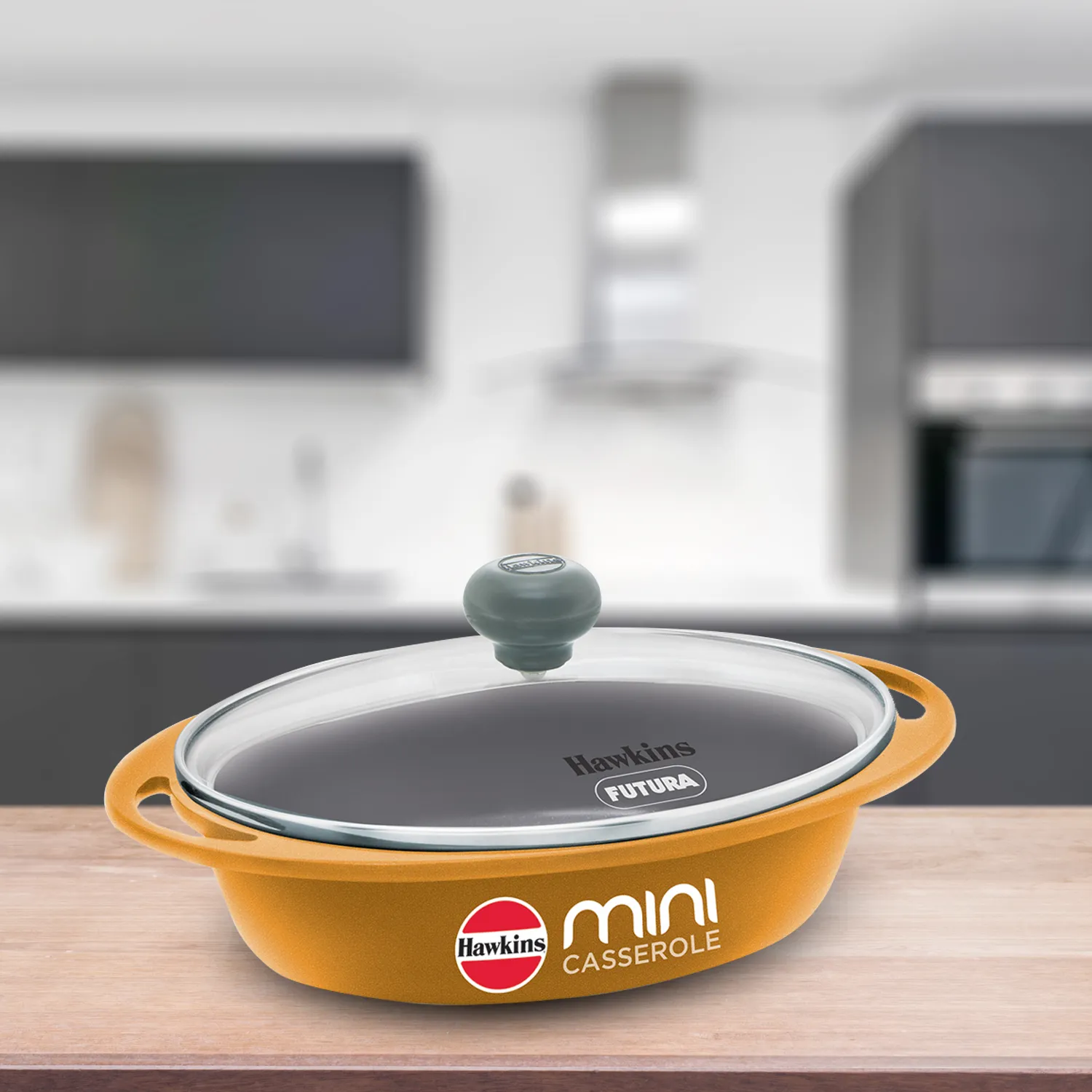 Die Cast Yellow Oval Mini Casserole 0.75 Litre with Glass Lid (DCY75G)