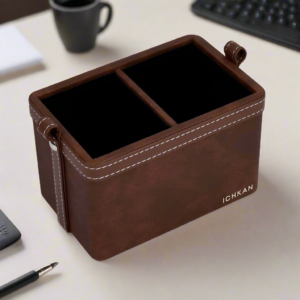 Doté Leatherette Cosmetic & Stationery Holder - Brown