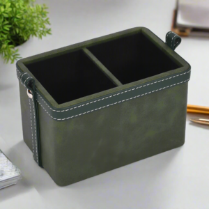 Doté Leatherette Cosmetic & Stationery Holder - Dark Olive