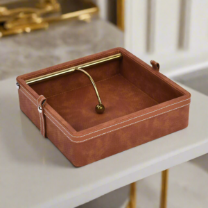 Doté Leatherette Weight Tissue Holder - Tan