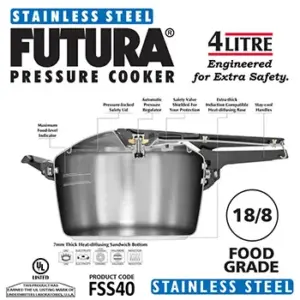 Hawkins Futura 4L Stainless Steel Cooker FSS40 image 2