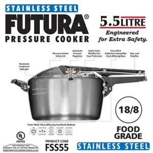 Hawkins Futura 5.5L Stainless Steel Cooker FSS55 image 2