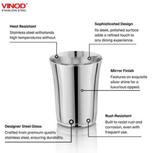 Vinod Alto Steel Glass, Set of 6, 400ml image 5