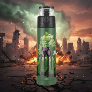 Milton Marvel Mighty Hulk Thermosteel Water Bottle | Double-Wall Insulated Hot & Cold, Official Marvel Design, Leak-Proof | For Kids