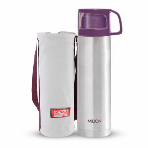 Milton Glassy Thermosteel Flask | Double-Wall Vacuum Insulated, Hot & Cold, Leak-Proof & BPA-Free - Purple, 750 ml